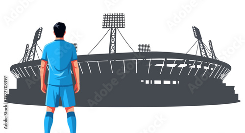 Soccer Player Standing Near Stadium Structure.