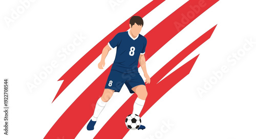 Soccer Player in Action Kicking Ball.