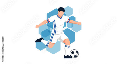 Soccer Player in Action with Ball.