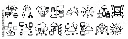  pack of cloud connections line icons