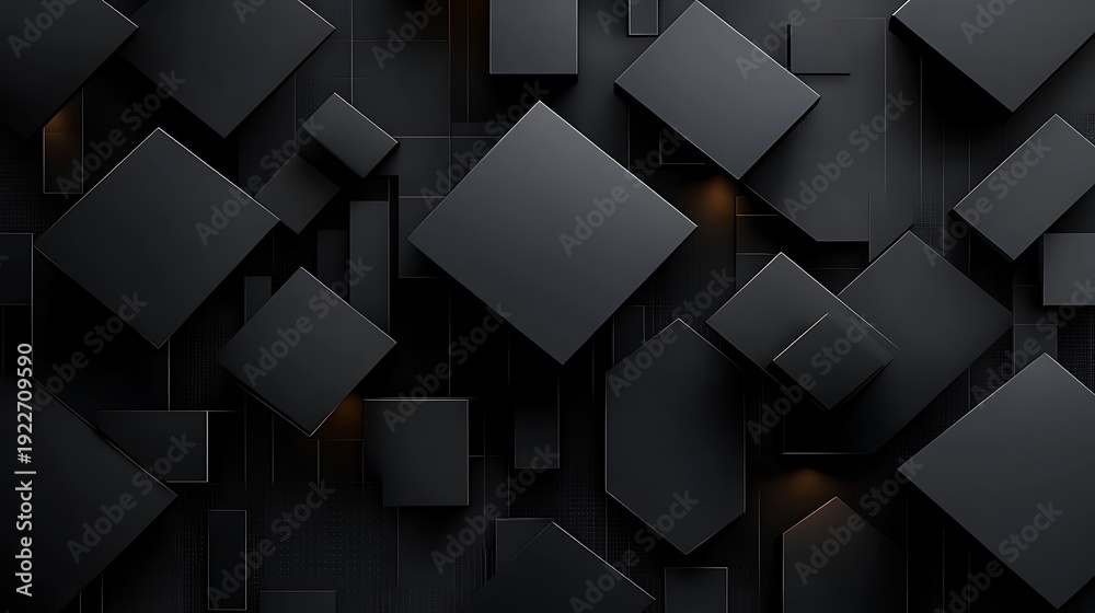 Obraz premium Modern dark geometric pattern with floating black squares
