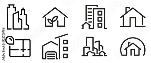  set of black vector icons isolated on white background 