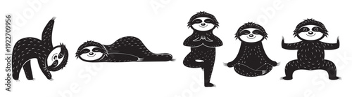 Sloths athletes black stencil