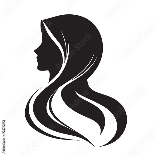 Black Hijab woman  Silhouette Vector, High Quality Illustration on White Background