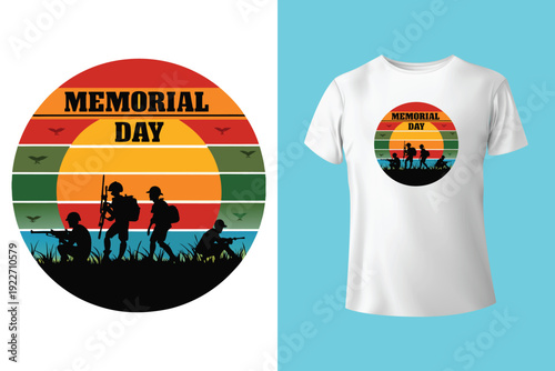 Memorial day tshirt design with grunge american flag heart