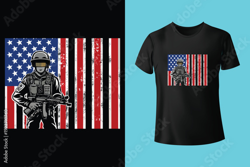 Memorial day tshirt design with grunge american flag heart