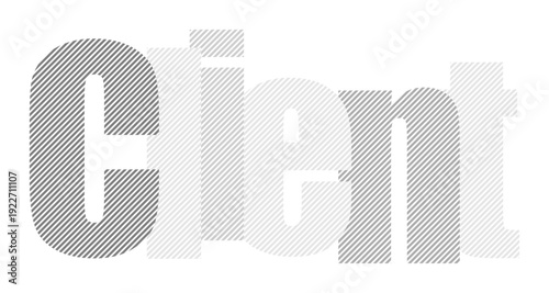 Abstract word "client" created with textured halftone dots, conveying a sense of connection and communication.