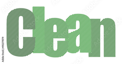 Modern, stylized word 'clean' in green tones, symbolizing freshness and purity.