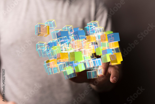 Person holding colorful dig...