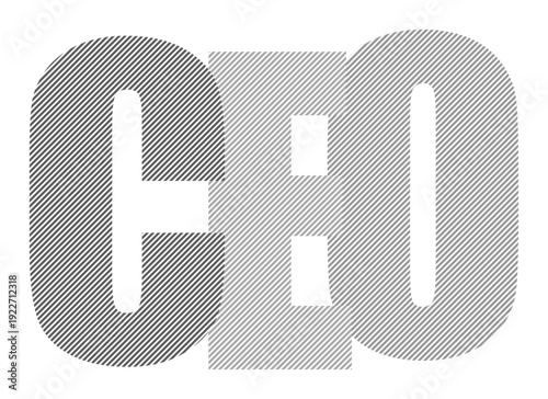 Bold CEO text design with textured lines, representing leadership and corporate power.
