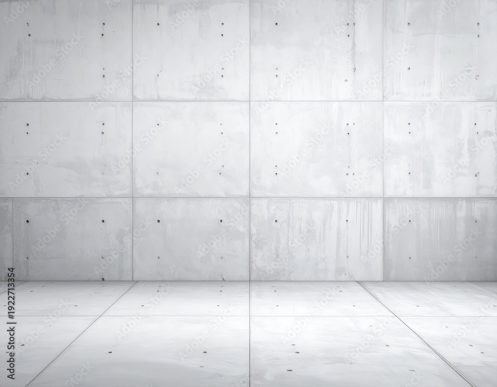 Fototapeta premium Smooth Gray Concrete Wall and Floor with Minimalist Design Aesthetic