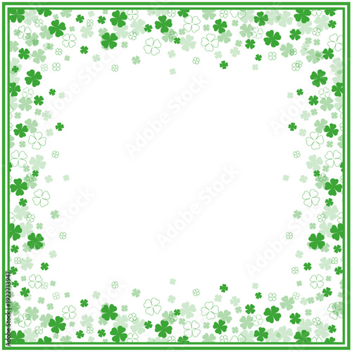 St. Patrick’s Day Clover Frame with Double Line Square Border and Green Shamrocks