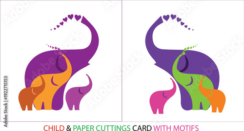 Creative DIY Elephant Silhouette Greeting Card for Kids, Handmade Paper Cut Elephant Card Ideas for Children