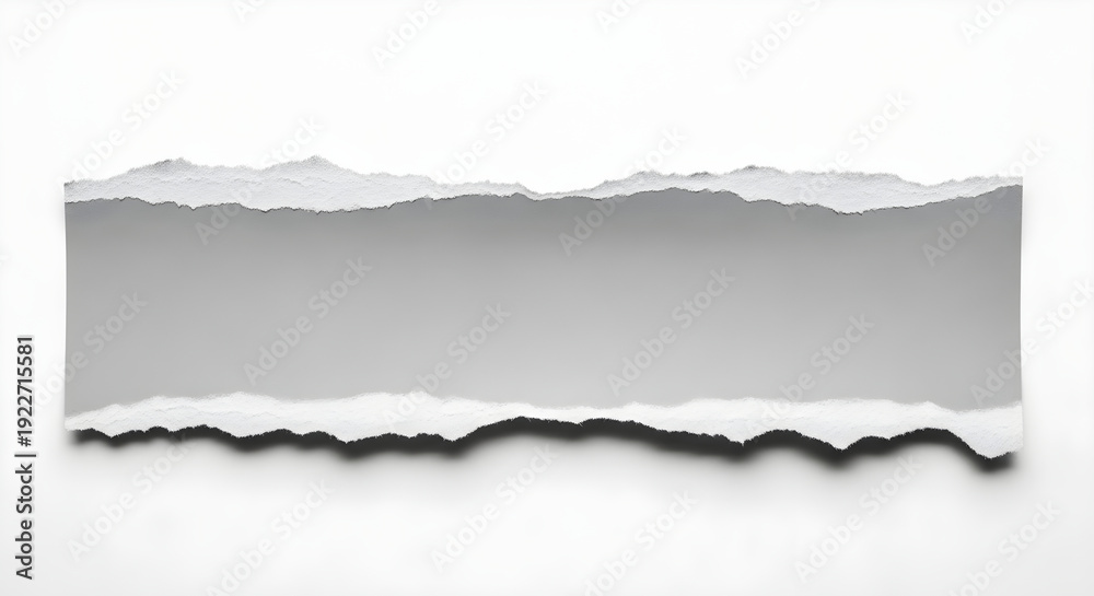 Fototapeta premium Torn paper edge with rough gray background texture and white ripped fragments visible clearly