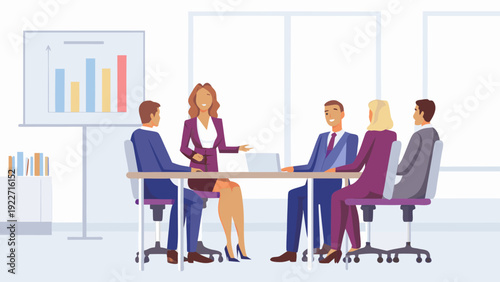 Business team meeting with presentation in modern office