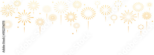 New Year background isolated with gold fireworks ans stars