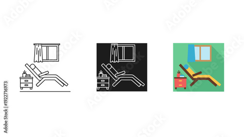 Evolution of a reclining chair in three stages Vector