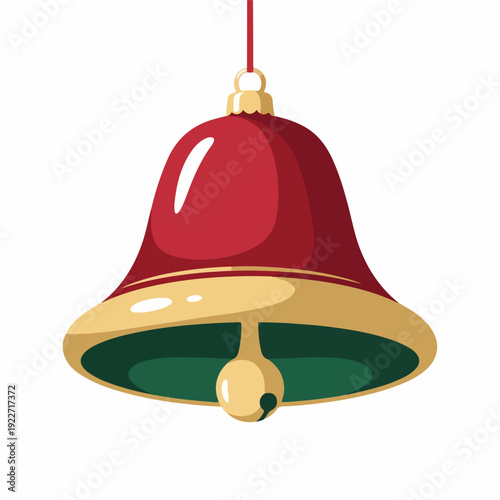 Red and Gold Hanging Bell Illustration.