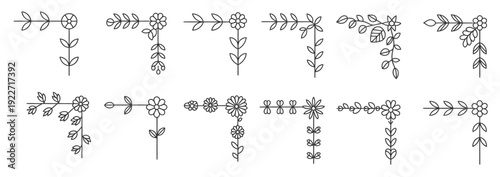 elegant floral corner design elements set for invitations