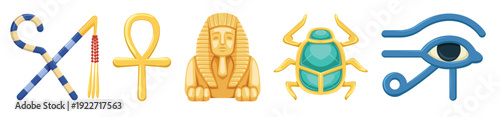 egypt symbols and ancient egyptian object set
