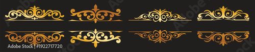 collection of luxury gold vintage floral borders