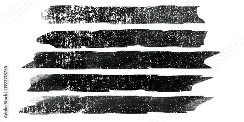 Black ink brush strokes set hand drawn grunge paint textures isolated on white background vector