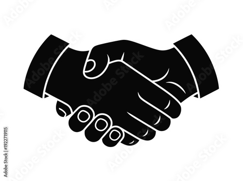 Business Handshake Icon, outline vector illustration of friendly handshake symbolizing trust and cooperation, isolated on white background, perfect for apps, websites, corporate logos, and digital int