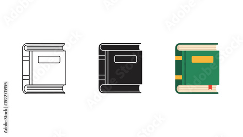 Three different colored book icons side by side Vector
