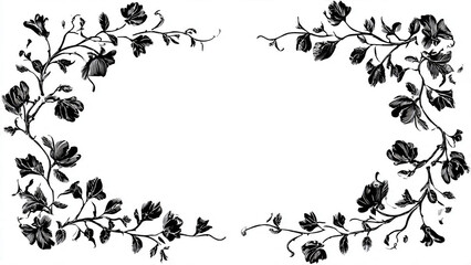 black and white floral frame