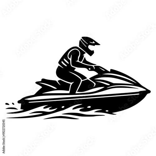 Jet Ski Rider Silhouette Vector Icon Water Sport Personal Watercraft
