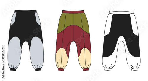 Harem Pants Line art abstract vivid tone vector