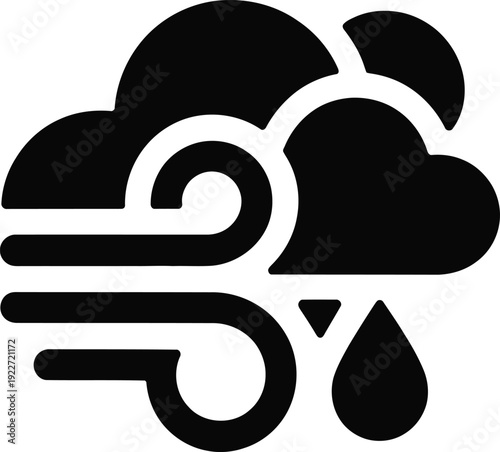 Wind and Rain Cloud Weather Forecast Climate Icon