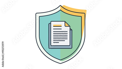 Secure document protection symbol represented by shield icon safeguarding confidential information and ensuring data privacy and security online