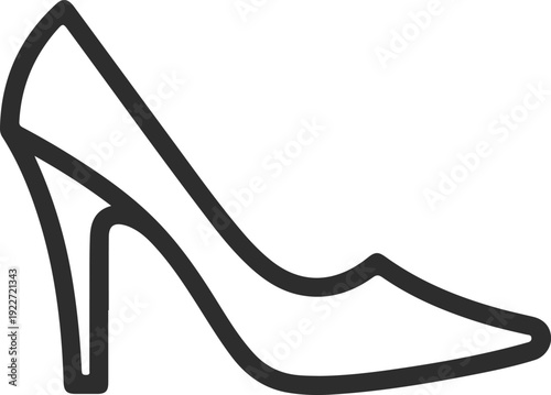 Elegant High Heel Shoe Icon - Minimalist Outline Design for Fashion and Style