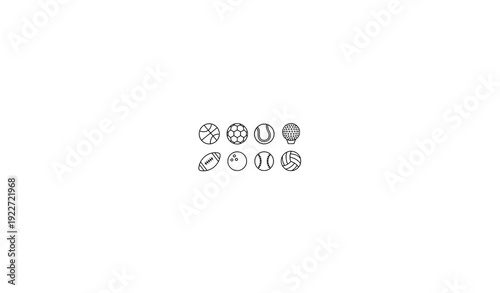 Sports Balls Thin Line Icons Basketball Soccer Tennis Golf Volleyball Vector Set
