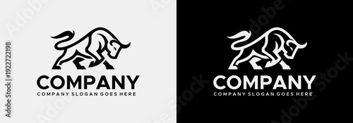 bull line drawing vector logo design