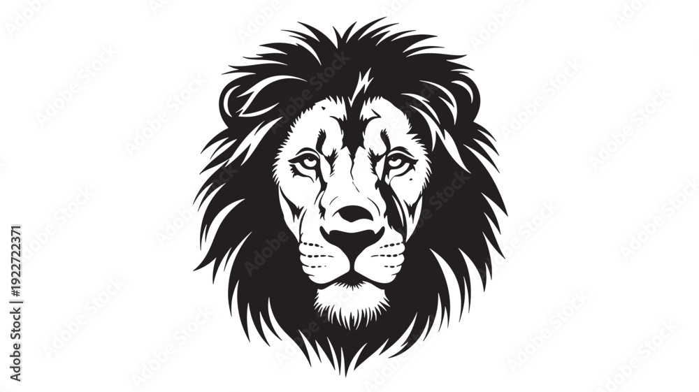 Fototapeta premium Black and White Lion Head Vector Illustration