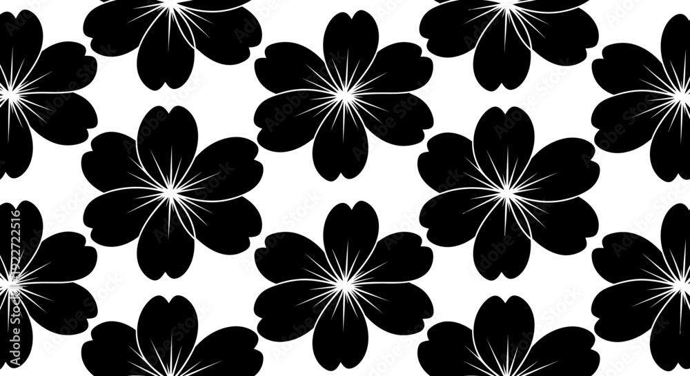 Fototapeta premium Black Flowers Isolated on White Background.