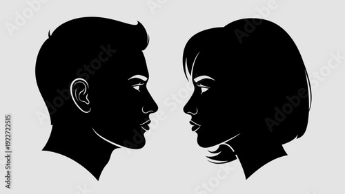Black silhouettes of a man and woman.