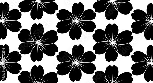 Black Flowers Isolated on White Background.