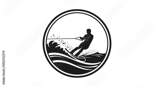 Man surfing on wave circle.