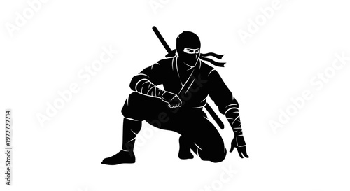 Ninja Warrior in Black Costume.