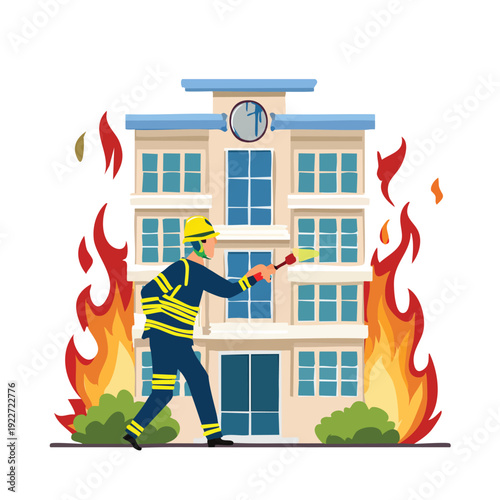 Firefighter extinguishes blaze at burning building