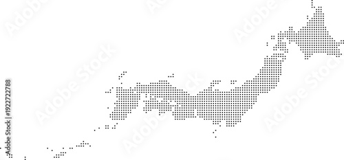 Japanese dot pattern map. Japan vector map with dotted pattern.
