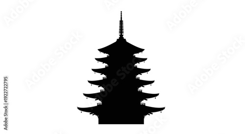 Black Pagoda Silhouette Icon.
