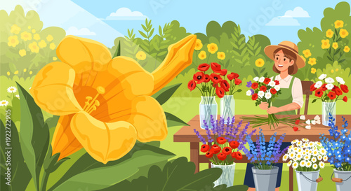 Vibrant Yellow Flower Blooming in a Lush Garden.