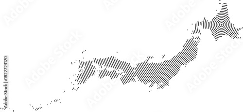 Japanese border round line pattern vector map.