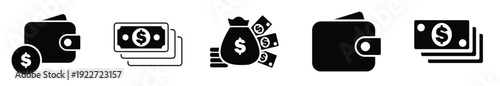 set of mix icons as cash investment wallet cash