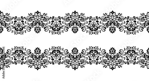 Intricate Black Lace Trim Details.