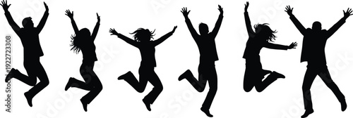 Large Collection of Diverse Walking People Silhouettes, Including Men and Women with Hats, Bags, and Umbrellas, Representing Business Commuters, Urban Life, Movement, and Daily City Activity.